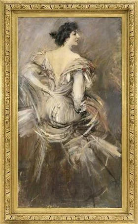Dama de vestido de festa marrom - Giovanni Boldini