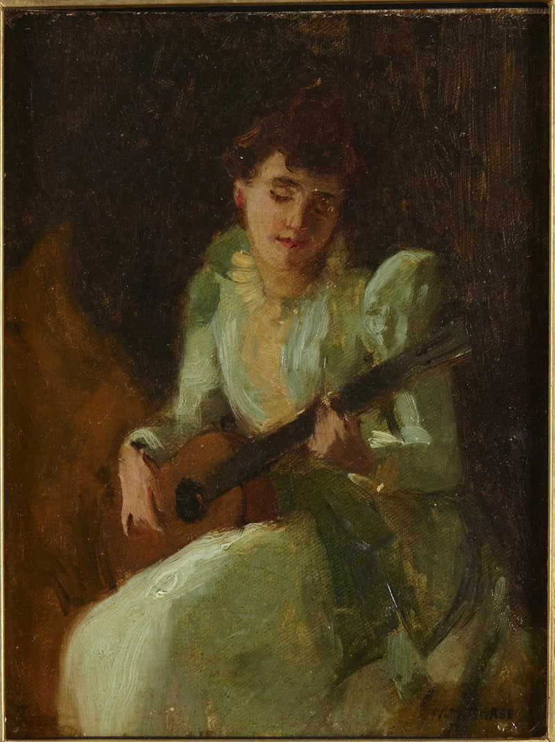 Dama tocando violão - William Merritt Chase