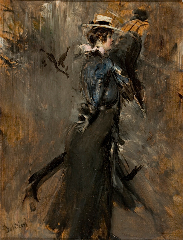 Dama usando um chapéu de palha (Passeio matinal) - Giovanni Boldini