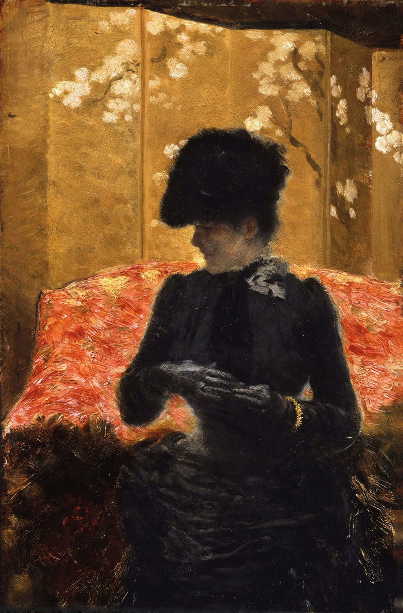 Dama no sofá vermelho - Giuseppe De Nittis