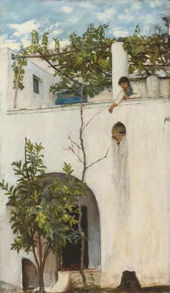 Dama em um balcão, Capri - John William Waterhouse
