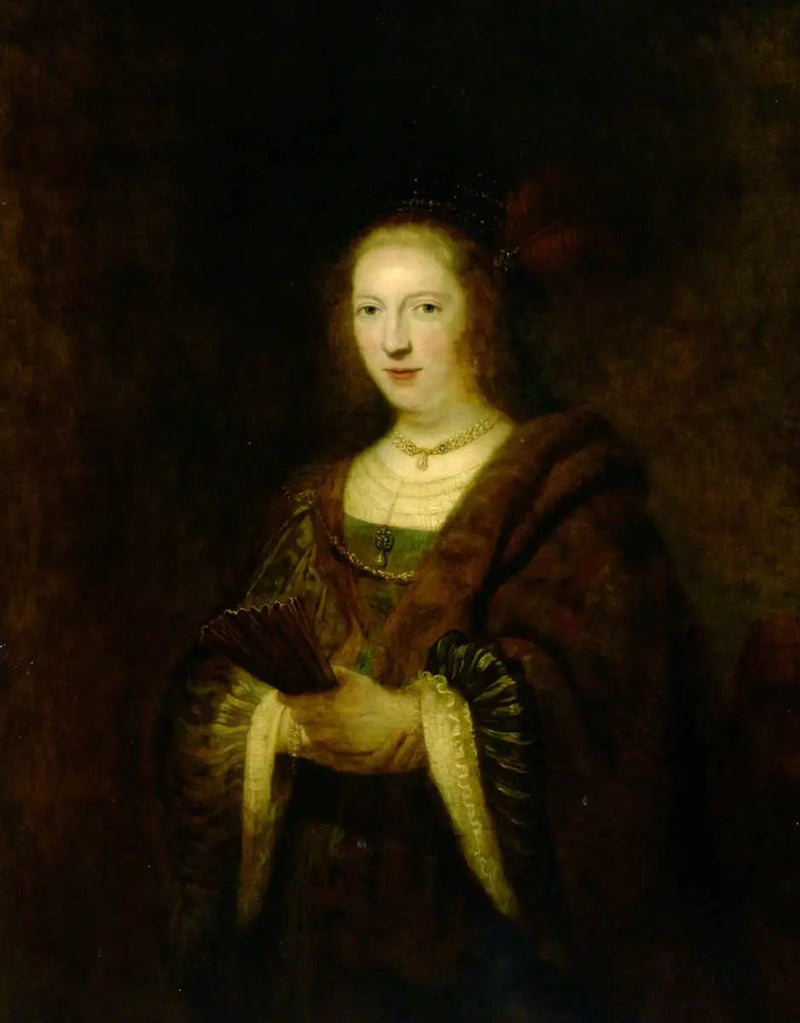 Dama segurando um leque - Rembrandt
