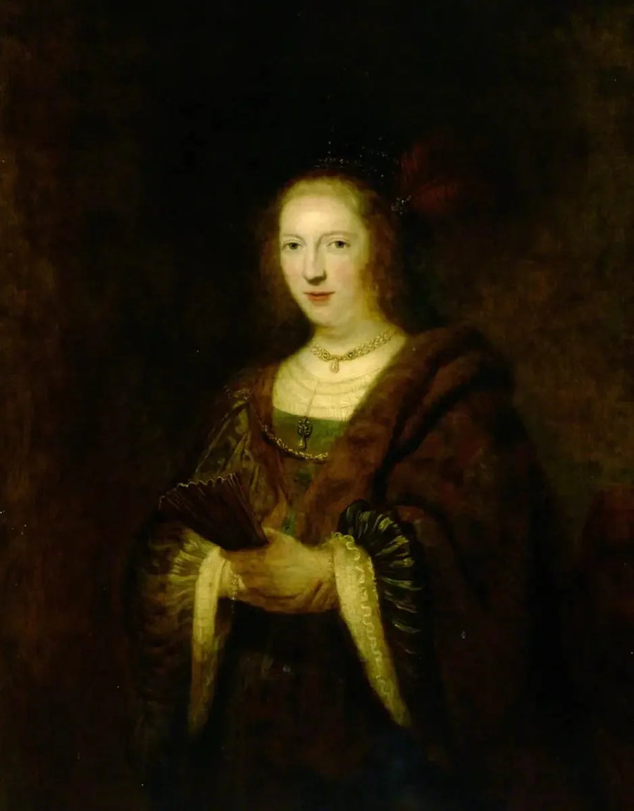 Dama segurando um leque - Rembrandt