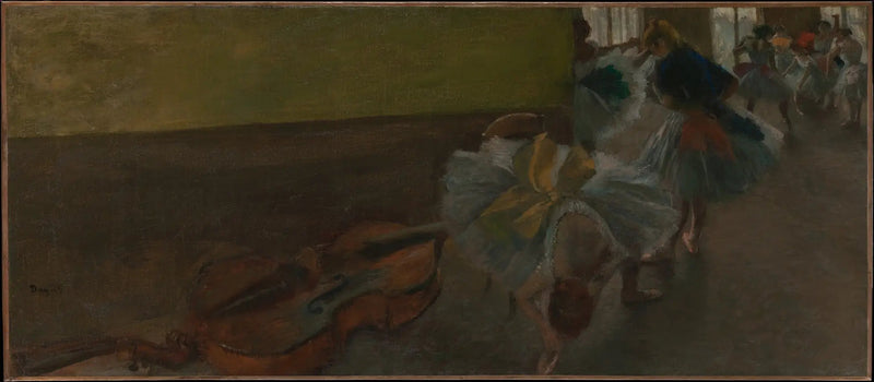 Dançarinos na sala de ensaio com um contrabaixo - Edgar Degas