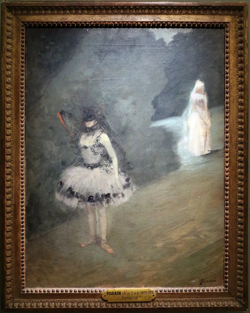 Bailarina de pé atrás de um cabide de bastidor - Jean-Louis Forain