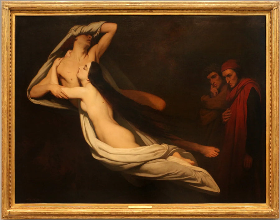 Dante e Virgílio encontram as sombras de Francesca da Rimini e de Paolo Malatesta nos Infernos - Ary Scheffer