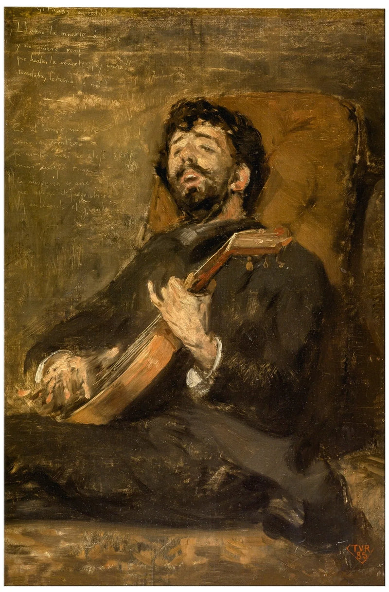 Darío de Regoyos tocando violão - Théo van Rysselberghe