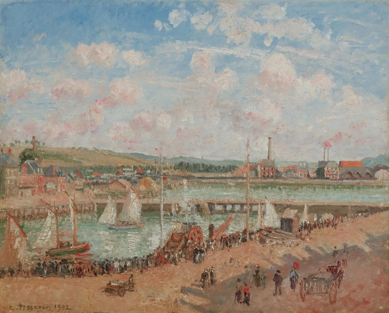 Pesca, Dieppe, manhã, tempo cinza - Camille Pissarro