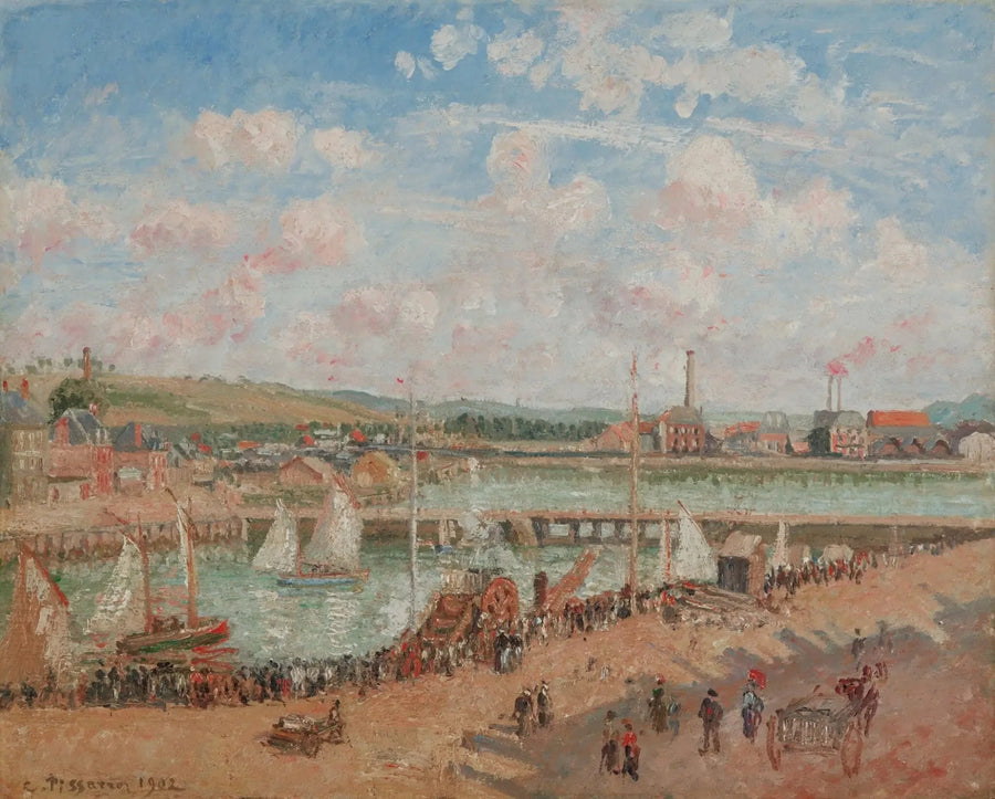 Pesca, Dieppe, manhã, tempo cinza - Camille Pissarro