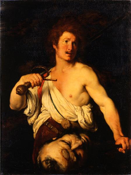 David tenant la tête de Goliath - Bernardo Strozzi