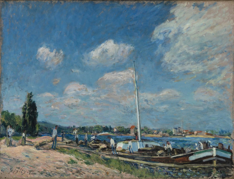 Descarregamento de barcaças em Billancourt - Alfred Sisley