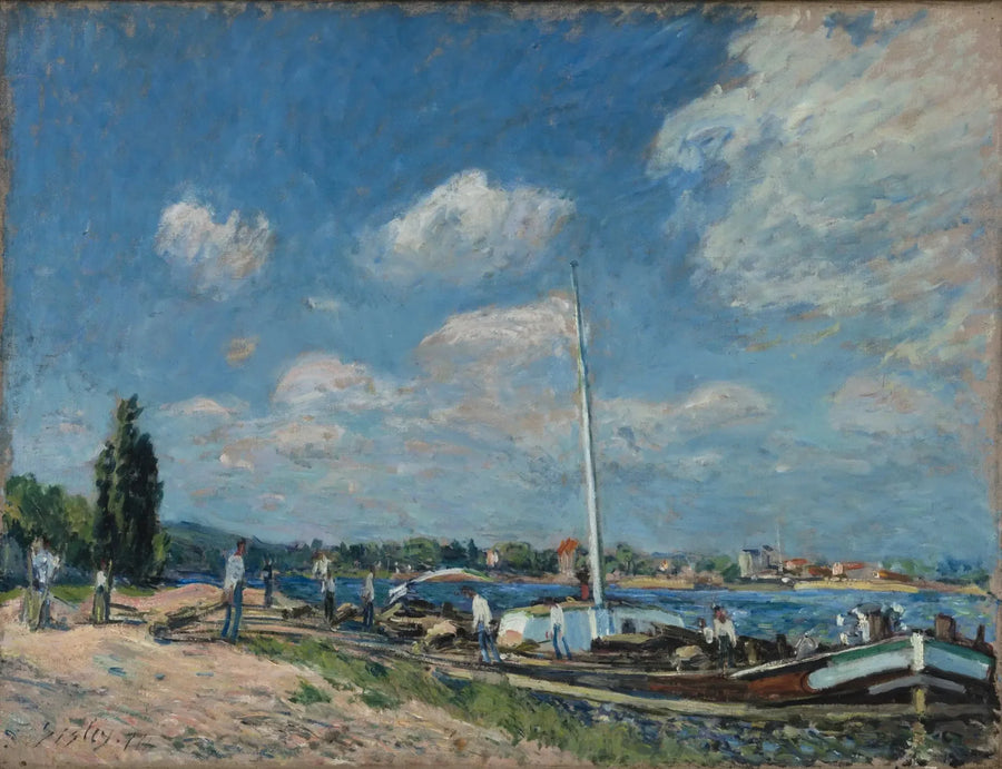 Descarregamento de barcaças em Billancourt - Alfred Sisley