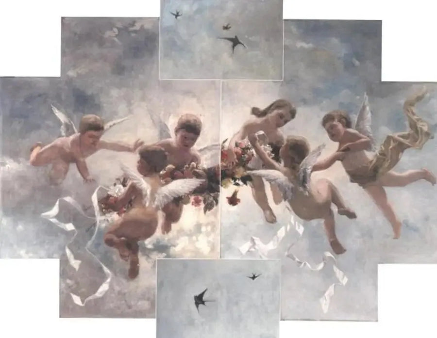 Decoração de teto de putti e pássaros - Piet Mondrian