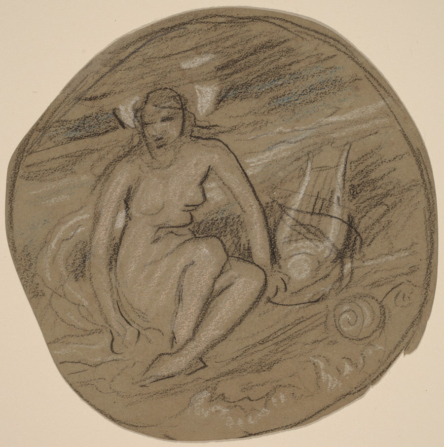 Study for "Music", Elihu Vedder, c. 1890 — pastel, National Gallery of Art