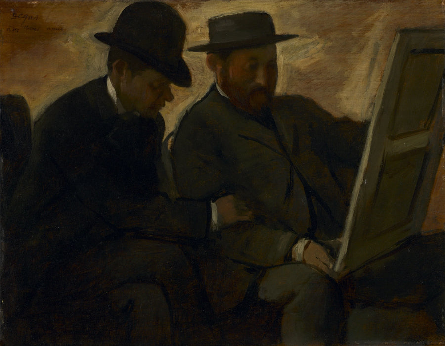 Paul Lafond e Alphonse Cherfils examinando uma pintura - Edgar Degas