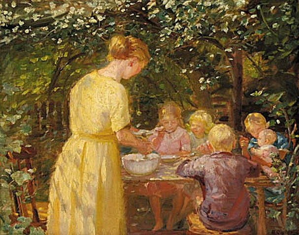 Almoço ao meio-dia no jardim - Anna Ancher