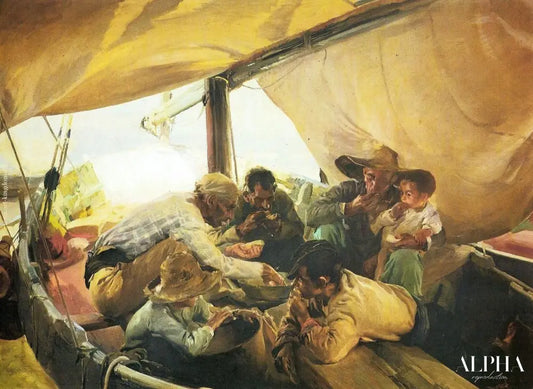 Déjeuner sur le bateau - Sorolla - Reproductions de tableaux et peintures haut de gamme