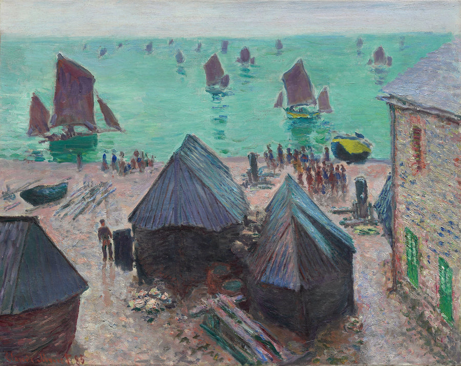A partida dos barcos, Étretat - Claude Monet