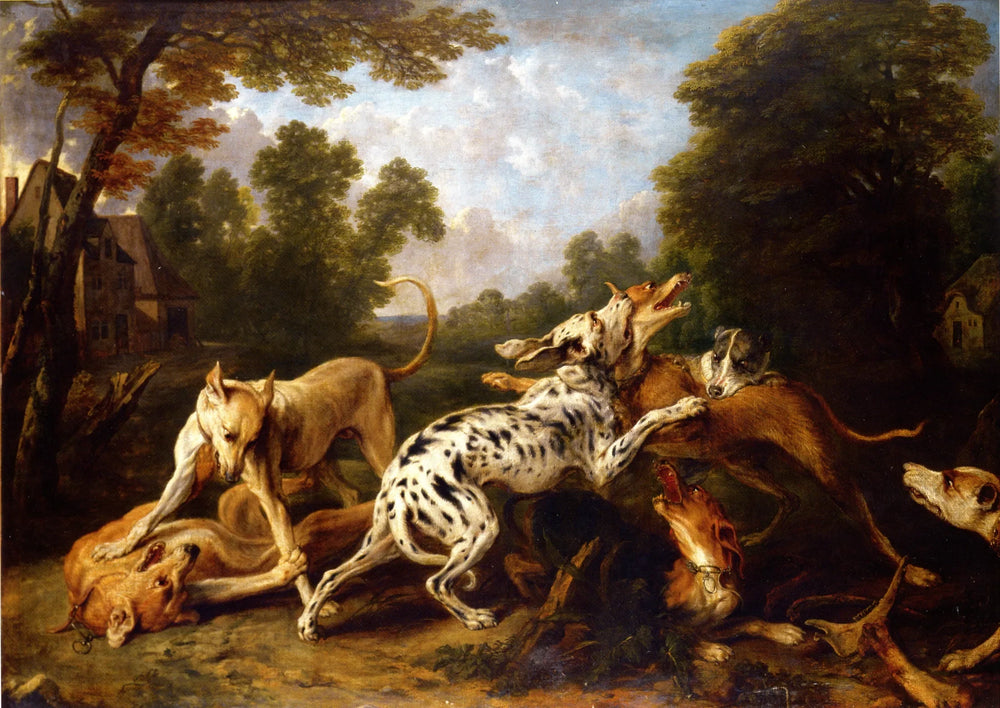 Des chiens se battent dans une clairière boisée - Frans Snyders image 1 tableau peint à l’huile sur toile