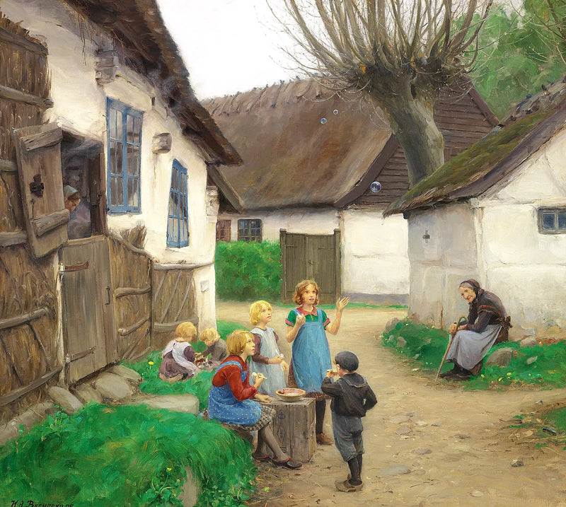 Crianças fazem bolhas. - H. A. Brendekilde