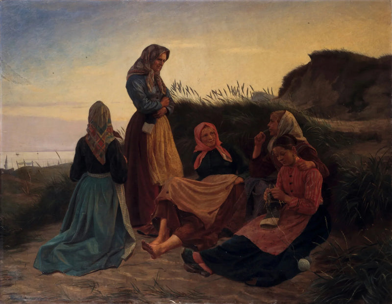 Meninas se reuniram em Sladrebakken numa noite de verão - Michael Peter Ancher