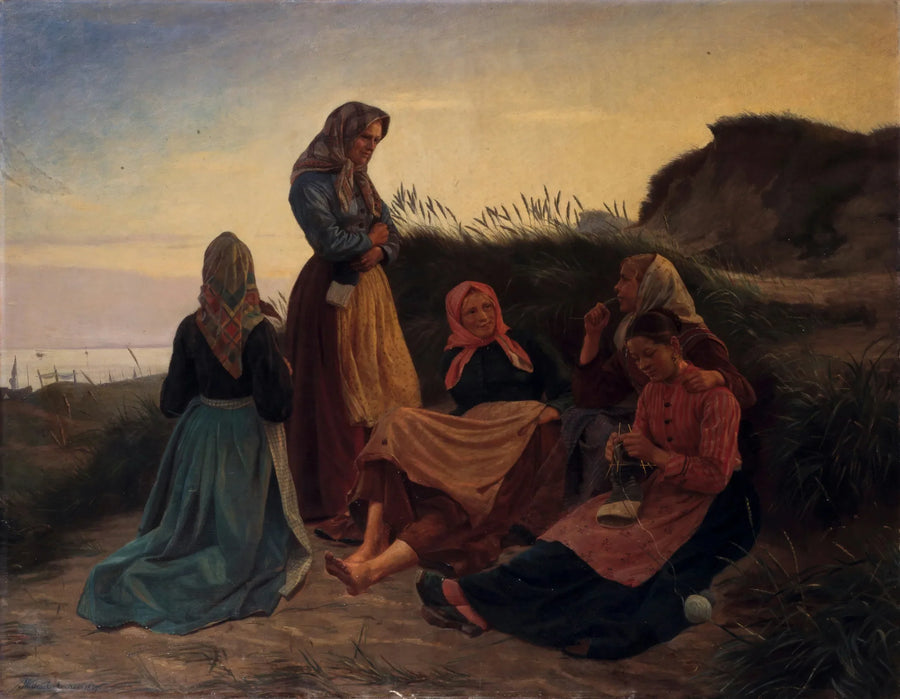 Meninas se reuniram em Sladrebakken numa noite de verão - Michael Peter Ancher