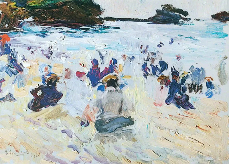 Pessoas sentadas na praia - Joaquín Sorolla