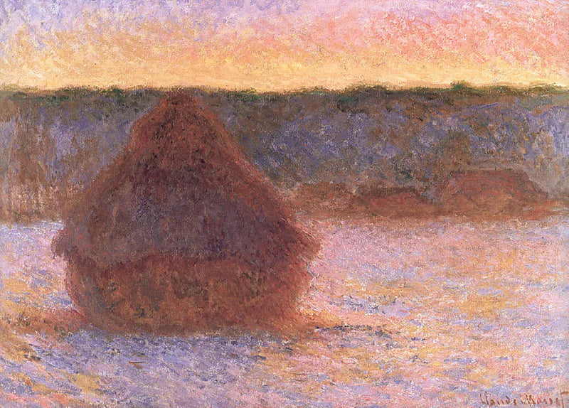 Fardos de feno ao pôr do sol, tempo gelado - Claude Monet