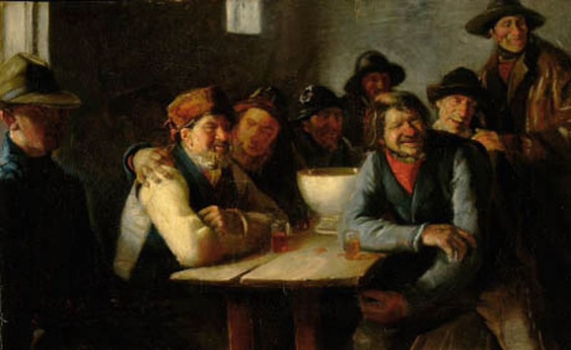 Pescadores ao redor da bacia de punch. - Michael Peter Ancher