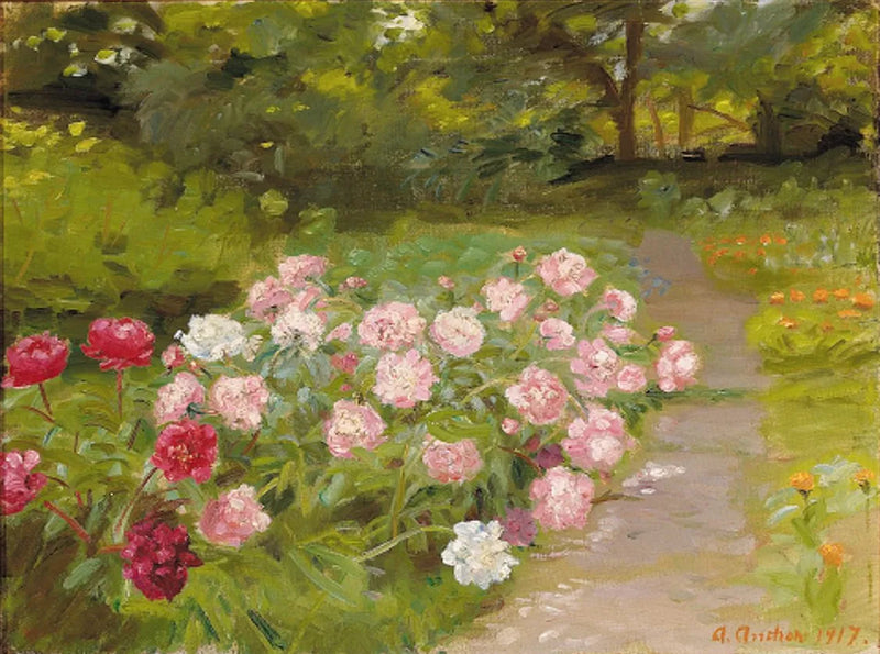 Peônias no jardim. - Anna Ancher
