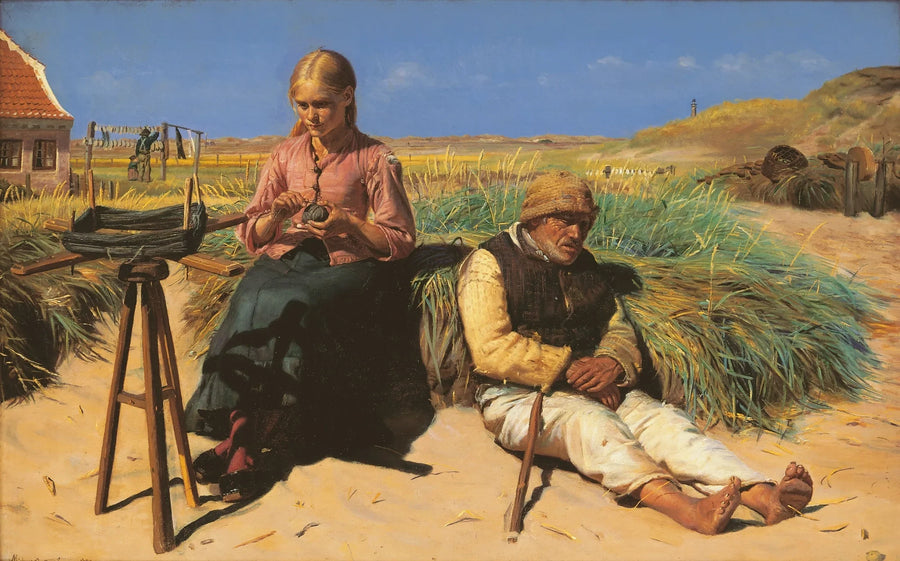 Silhuetas em uma paisagem. Kristian o cego e Tine entre as dunas. - Michael Peter Ancher