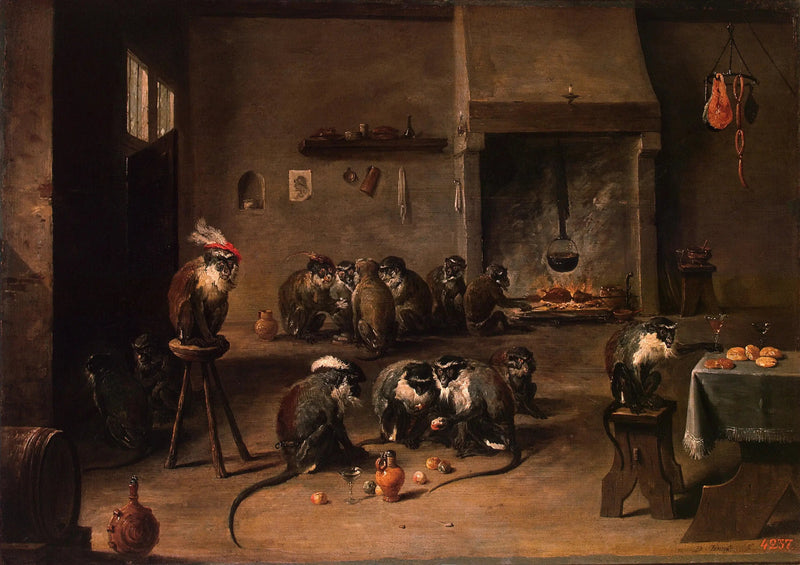 Macacos na cozinha - David Teniers, o Jovem