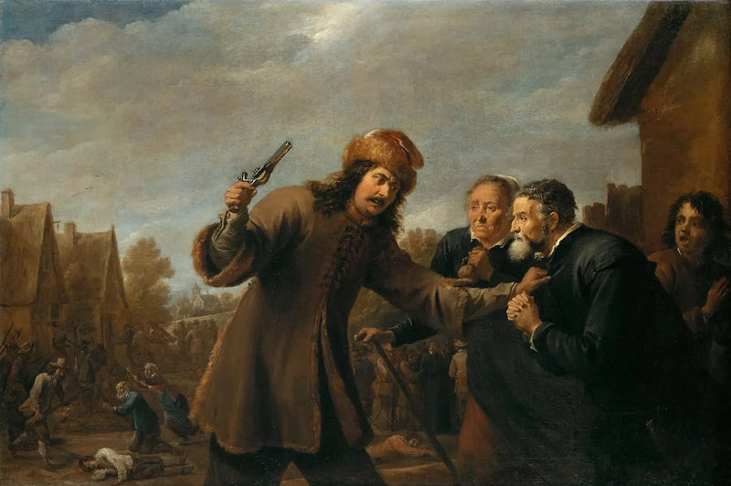 Soldados atacam uma aldeia - David Teniers, o Jovem