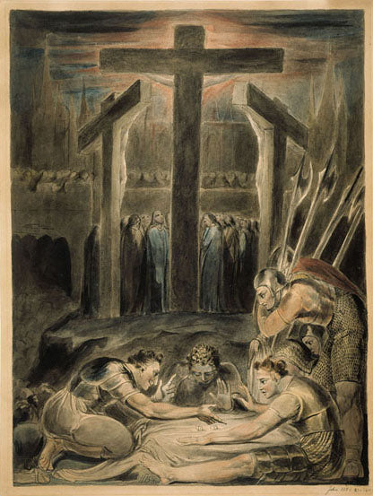Soldados sorteiam as roupas de Cristo - William Blake