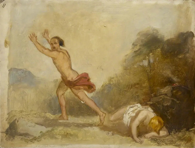 Desenho de amostra « Caim fugindo do corpo de Abel » - John Everett Millais