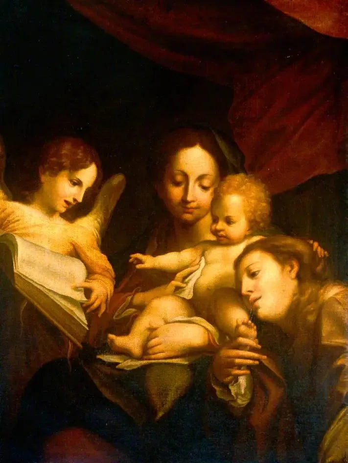 Detalhe de A Madona com São Jerônimo e Maria Madalena (Il Giorno) - Antonio da Correggio