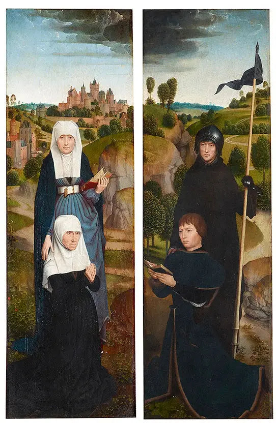 Duas painéis de um tríptico com os retratos dos doadores - Hans Memling
