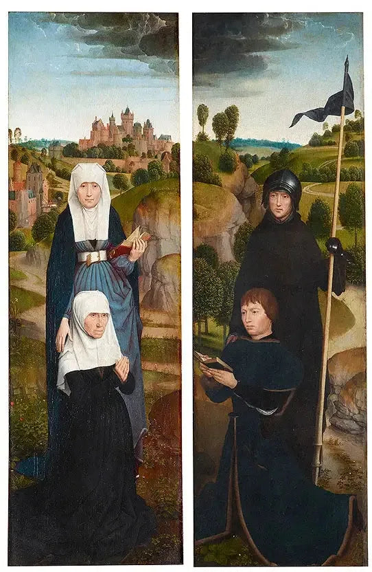 Duas painéis de um tríptico com os retratos dos doadores - Hans Memling