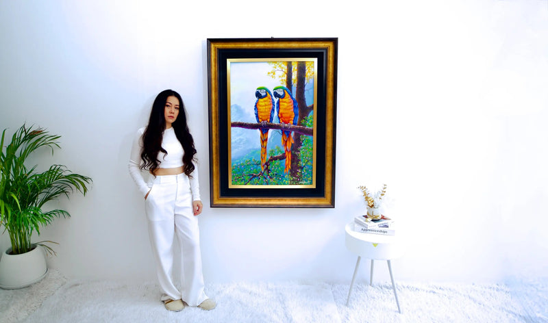 Dois araras em um galho | 60 x 90 cm