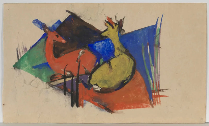 Dois cervos deitados - Franz Marc