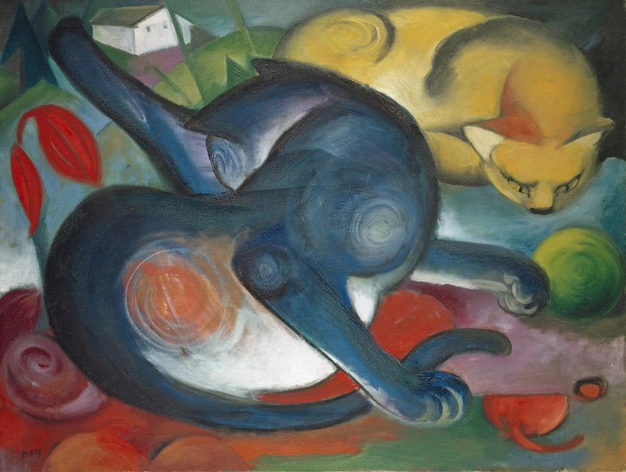 Dois gatos, azul e amarelo - Franz Marc