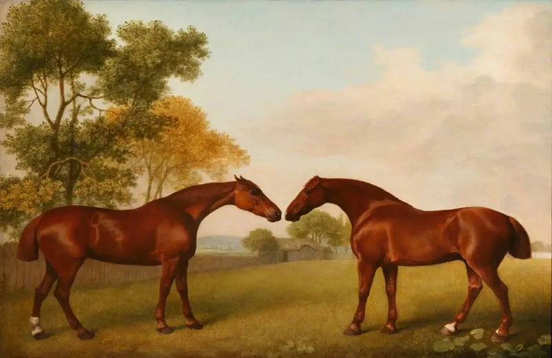 Dois cavalos em um cercado - George Stubbs