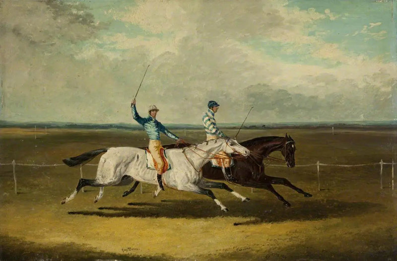 Dois cavalos de corrida – « Grey Momus » e « Caravan » – Corridas - John Frederick Herring, Sr.