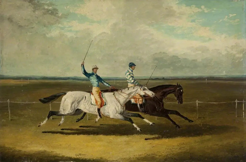 Dois cavalos de corrida – « Grey Momus » e « Caravan » – Corridas - John Frederick Herring, Sr.