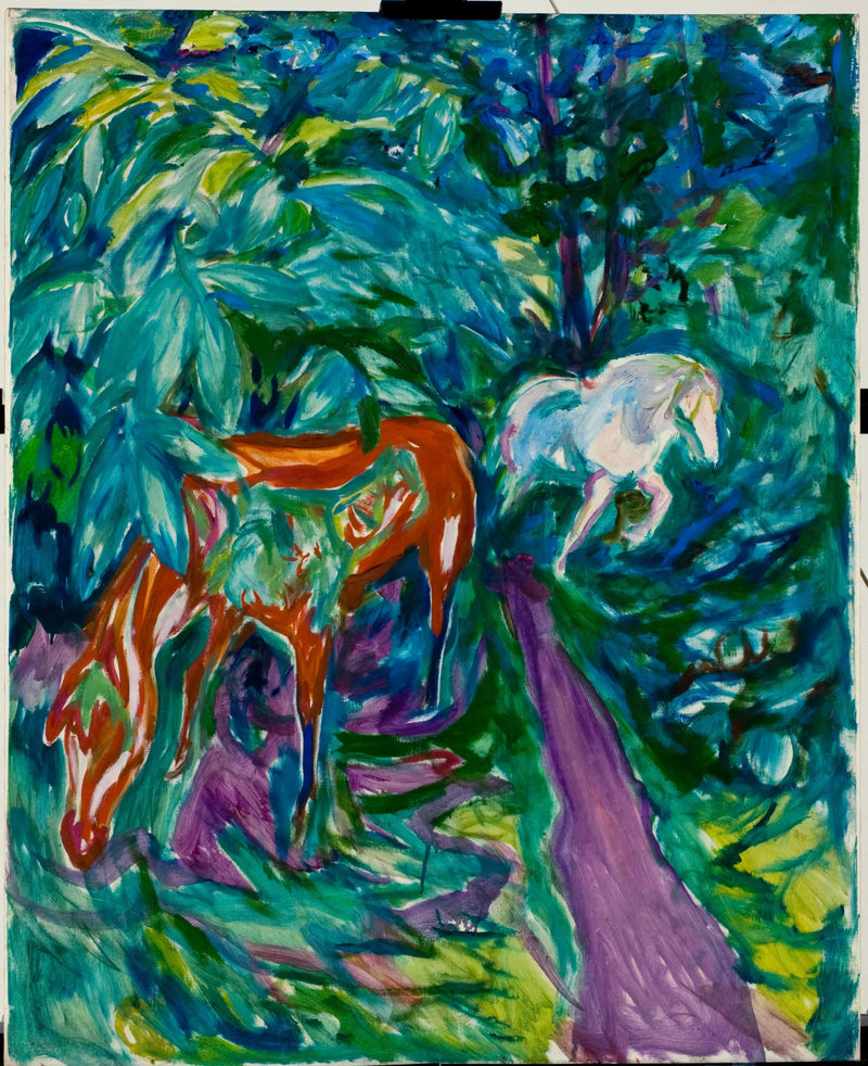 Dois cavalos na floresta - Edvard Munch