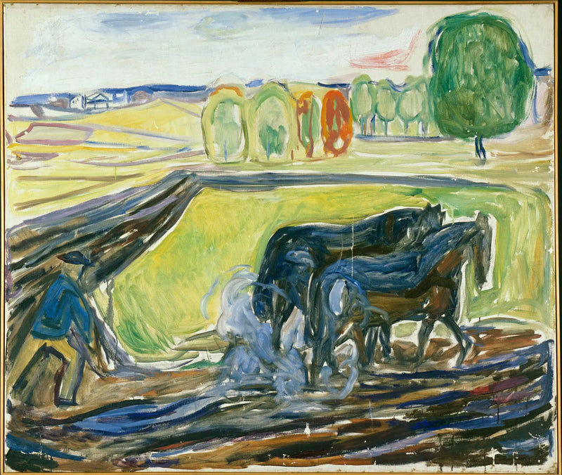 Dois Cavalos Pretos arando - Edvard Munch