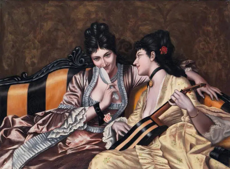 Duas senhoras em um sofá - Luis Ricardo Falero