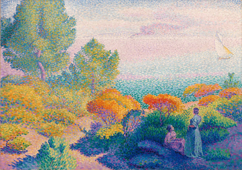 Duas mulheres à beira-mar, Mediterrâneo - Henri-Edmond Cross