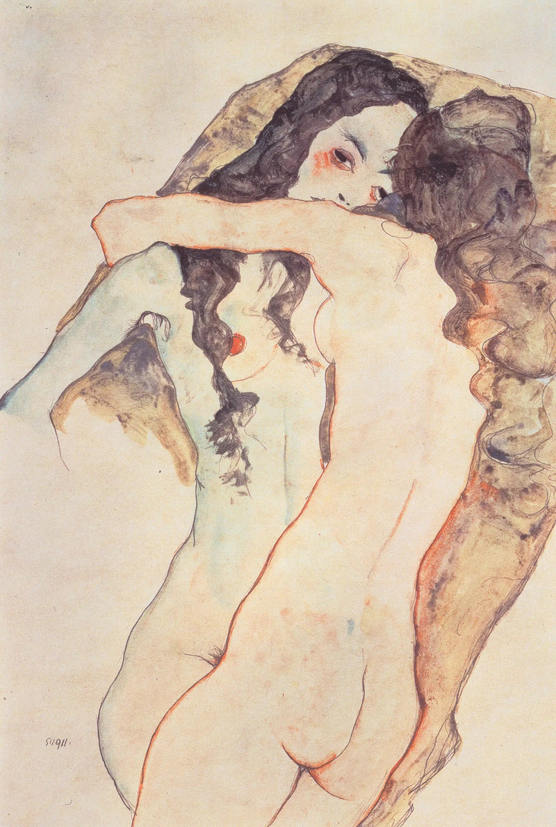 Duas mulheres se beijando - Egon Schiele