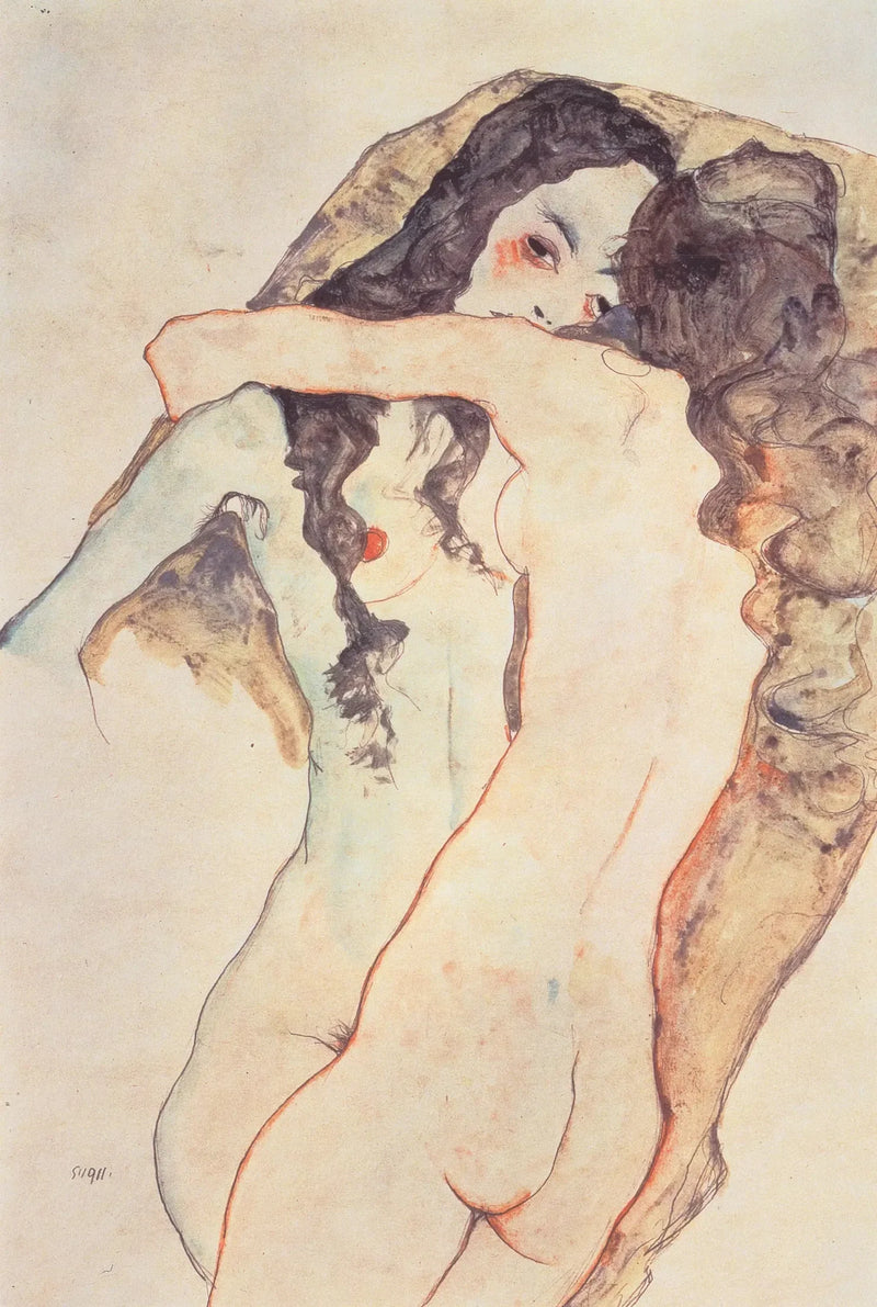Duas mulheres se beijando - Egon Schiele